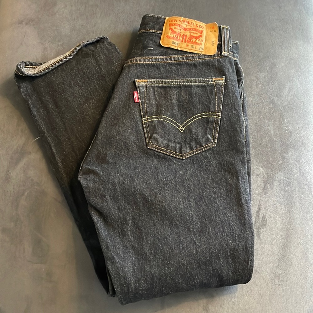 2 for 20 🎉 Levi's 501 Straight Leg Button Fly  Jeans Black Wash Men 31 x 30